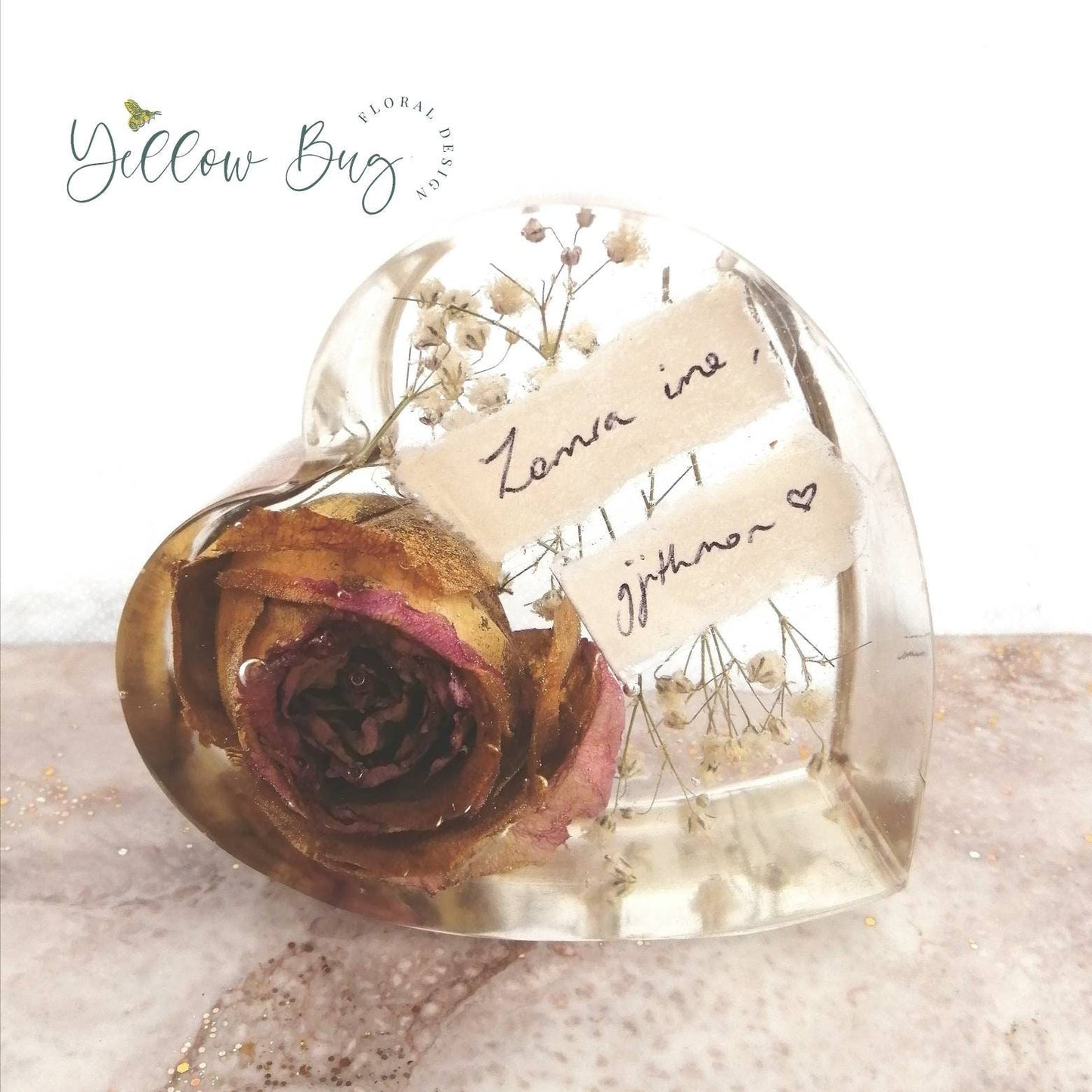 Wedding Flowers PreservationPreserved Resin Heart a Keepsake Gift Custom made Bridal Bouquet memorial flowers special occasion anniversary