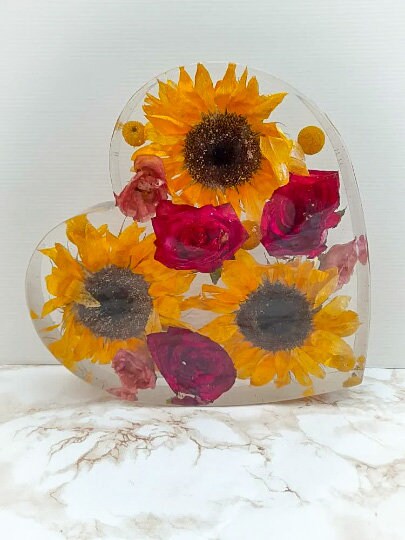 Large Heart Floral Art Block 25cm